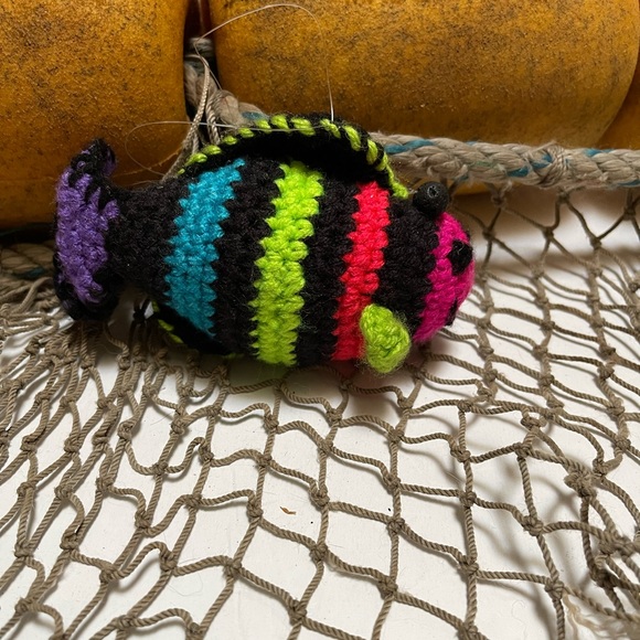 Crochet  Small Pink Faced Fish Lava Bead Essential Oil Diffuser Ornament SK - Picture 2 of 5